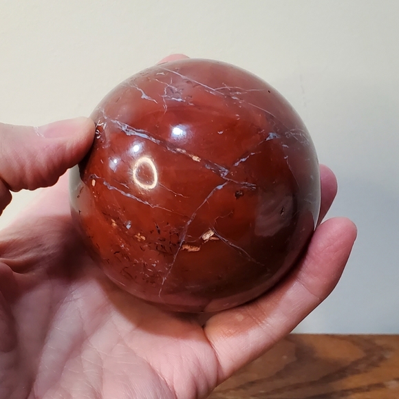 1.6 lbs Red Jasper Crystal Sphere 81mm 1.6 Pounds - Picture 14 of 14